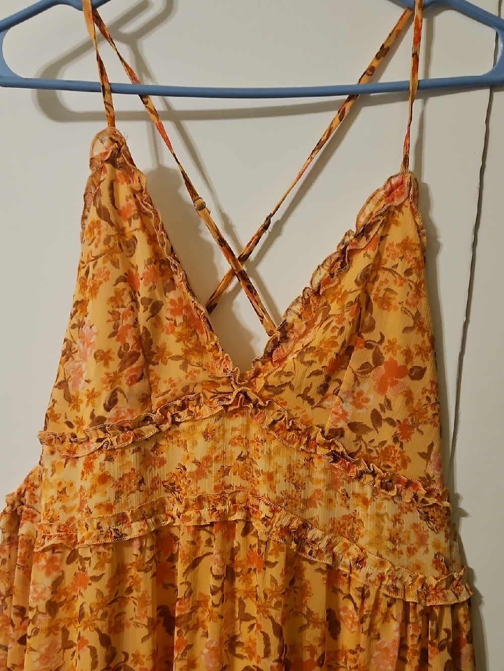 Altar'd State Orange Floral V-Neck Tiered Maxi Dress - Picture 4 of 4